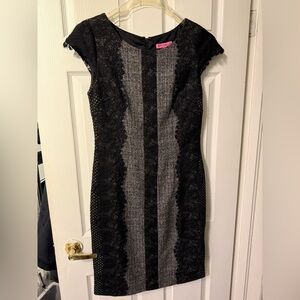 Betsy Johnson Lace Trim Tweed Dress - Size Med
